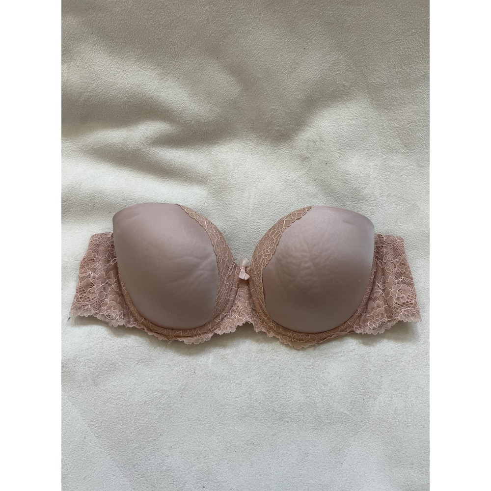 Victorias Secret Dream Angels Strapless Multi-Way Lace Bra Beige 38C 325230-H28